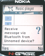 Receive message via Bluetooth from [идентификатор передающего телефона (например, Nokia 3650)]